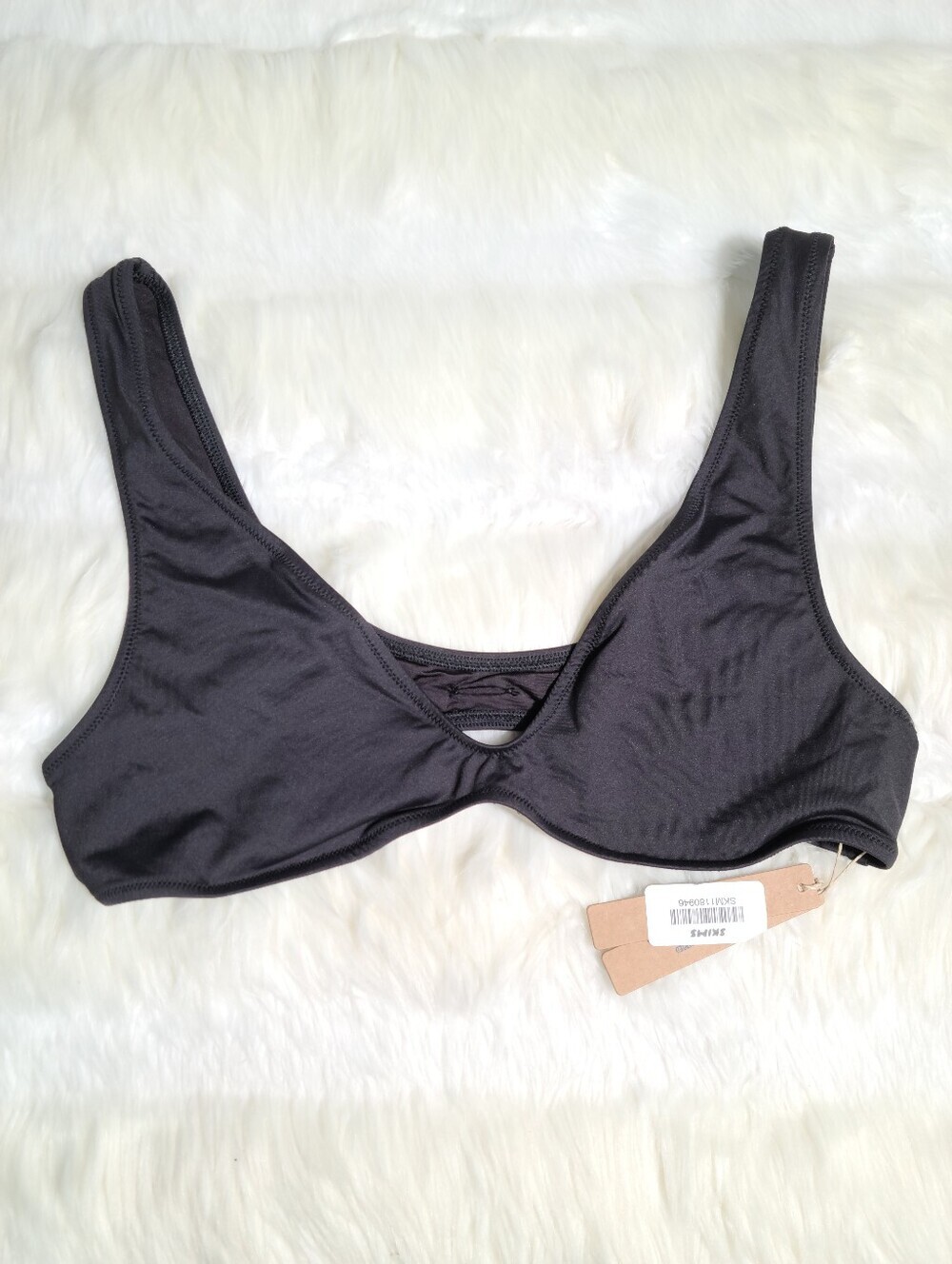 SKIMS Signature Swim Plunge Triangle Top Black Onyx Women XL NEW